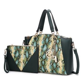 MKF Collection Addison Snake Embossed Women Tote Bag with matching Wristlet by Mia k (Material: Polycarbonate, Color: Dark Green)
