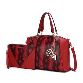 MKF Collection Addison Snake Embossed Women Tote Bag with matching Wristlet by Mia k (Material: Polycarbonate, Color: Red)