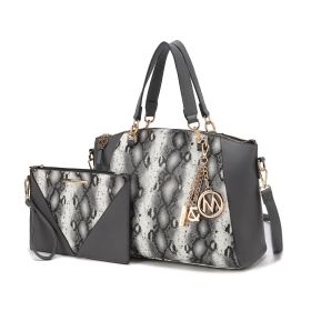MKF Collection Addison Snake Embossed Women Tote Bag with matching Wristlet by Mia k (Material: Polycarbonate, Color: Charcoal)