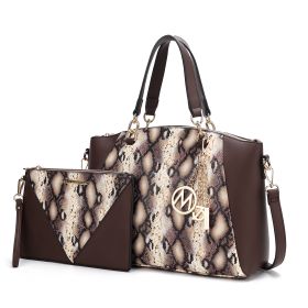 MKF Collection Addison Snake Embossed Women Tote Bag with matching Wristlet by Mia k (Material: Polycarbonate, Color: Coffee)