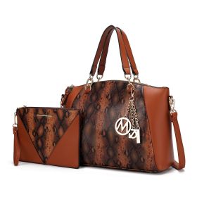 MKF Collection Addison Snake Embossed Women Tote Bag with matching Wristlet by Mia k (Material: Polycarbonate, Color: Cognac)