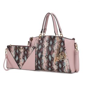 MKF Collection Addison Snake Embossed Women Tote Bag with matching Wristlet by Mia k (Material: Polycarbonate, Color: Pink)