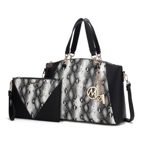 MKF Collection Addison Snake Embossed Women Tote Bag with matching Wristlet by Mia k (Material: Polycarbonate, Color: Black)