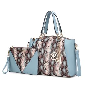MKF Collection Addison Snake Embossed Women Tote Bag with matching Wristlet by Mia k (Material: Polycarbonate, Color: Denim)