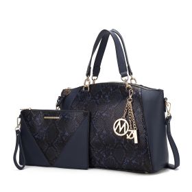 MKF Collection Addison Snake Embossed Women Tote Bag with matching Wristlet by Mia k (Material: Polycarbonate, Color: Navy)