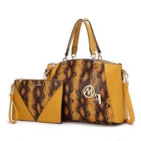 MKF Collection Addison Snake Embossed Women Tote Bag with matching Wristlet by Mia k (Material: Polycarbonate, Color: Mustard)