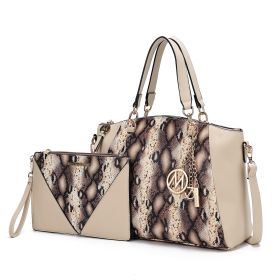 MKF Collection Addison Snake Embossed Women Tote Bag with matching Wristlet by Mia k (Material: Polycarbonate, Color: Beige)