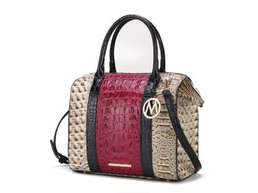 MKF Collection Ember Faux Crocodile-Embossed Vegan Leather Women's Satchel by Mia k (Material: Vegan Leather, Color: Fuchsia)
