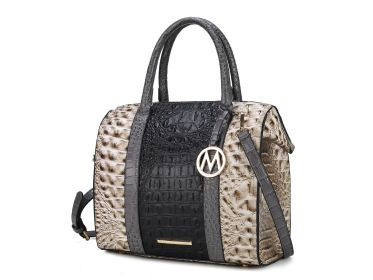 MKF Collection Ember Faux Crocodile-Embossed Vegan Leather Women's Satchel by Mia k (Material: Vegan Leather, Color: Black)