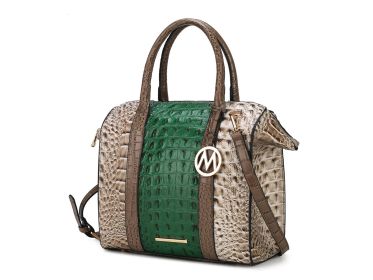 MKF Collection Ember Faux Crocodile-Embossed Vegan Leather Women's Satchel by Mia k (Material: Vegan Leather, Color: Green)