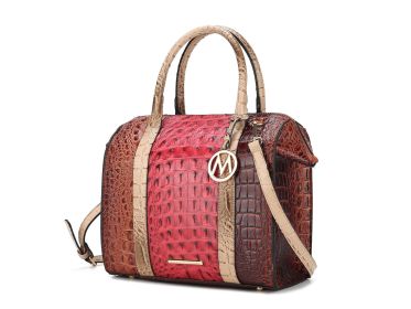 MKF Collection Ember Faux Crocodile-Embossed Vegan Leather Women's Satchel by Mia k (Material: Vegan Leather, Color: Red)
