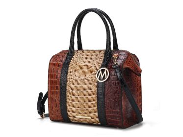 MKF Collection Ember Faux Crocodile-Embossed Vegan Leather Women's Satchel by Mia k (Material: Vegan Leather, Color: Stone)