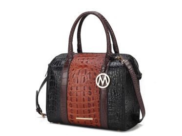 MKF Collection Ember Faux Crocodile-Embossed Vegan Leather Women's Satchel by Mia k (Material: Vegan Leather, Color: Cognac)