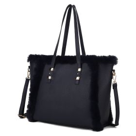 MKF Collection Liza Tote Handbag Vegan Leather with faux fur Women by Mia k (Material: Vegan Leather, Color: Navy)