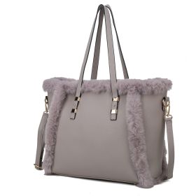 MKF Collection Liza Tote Handbag Vegan Leather with faux fur Women by Mia k (Material: Vegan Leather, Color: Grey)