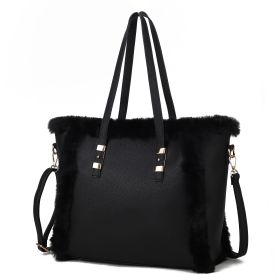 MKF Collection Liza Tote Handbag Vegan Leather with faux fur Women by Mia k (Material: Vegan Leather, Color: Black)