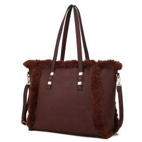 MKF Collection Liza Tote Handbag Vegan Leather with faux fur Women by Mia k (Material: Vegan Leather, Color: Coffee)