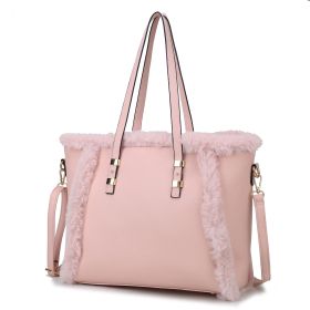 MKF Collection Liza Tote Handbag Vegan Leather with faux fur Women by Mia k (Material: Vegan Leather, Color: Blush)