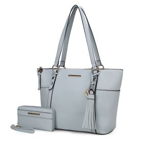 MKF Collection Gloria Tote Handbag Vegan Leather Womens by Mia k (Material: Vegan Leather, Color: Lt Blue)