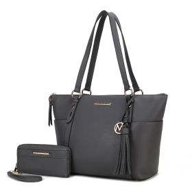 MKF Collection Gloria Tote Handbag Vegan Leather Womens by Mia k (Material: Vegan Leather, Color: Charcoal)