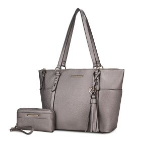 MKF Collection Gloria Tote Handbag Vegan Leather Womens by Mia k (Material: Vegan Leather, Color: Pewter)