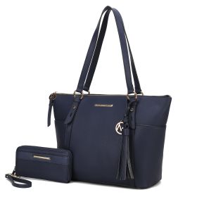 MKF Collection Gloria Tote Handbag Vegan Leather Womens by Mia k (Material: Vegan Leather, Color: Navy)