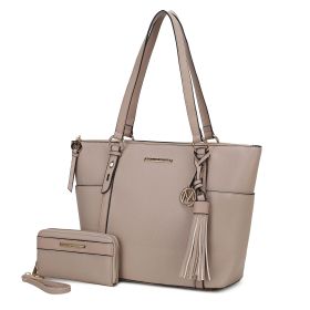 MKF Collection Gloria Tote Handbag Vegan Leather Womens by Mia k (Material: Vegan Leather, Color: Taupe)