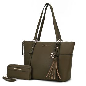 MKF Collection Gloria Tote Handbag Vegan Leather Womens by Mia k (Material: Vegan Leather, Color: Olive)
