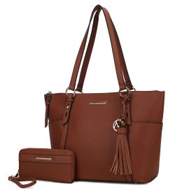 MKF Collection Gloria Tote Handbag Vegan Leather Womens by Mia k (Material: Vegan Leather, Color: Brown)