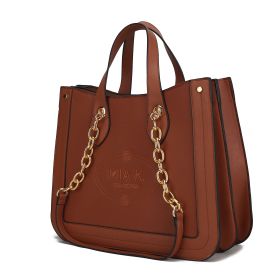 MKF Collection Stella Tote Handbag Vegan Leather Crossover Women by Mia k (Material: Vegan Leather, Color: Cognac)
