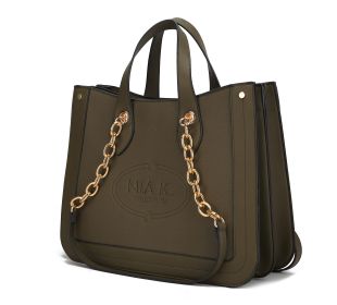 MKF Collection Stella Tote Handbag Vegan Leather Crossover Women by Mia k (Material: Vegan Leather, Color: Olive)