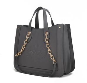 MKF Collection Stella Tote Handbag Vegan Leather Crossover Women by Mia k (Material: Vegan Leather, Color: Charcoal)