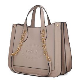 MKF Collection Stella Tote Handbag Vegan Leather Crossover Women by Mia k (Material: Vegan Leather, Color: Taupe)