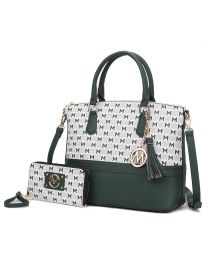 MKF Collection Saylor Circular Print Women Tote Bag & Wristlet Wallet by Mia k (Material: Vegan Leather, Color: Olive)