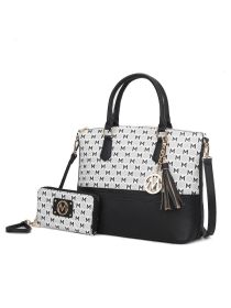 MKF Collection Saylor Circular Print Women Tote Bag & Wristlet Wallet by Mia k (Material: Vegan Leather, Color: Black)