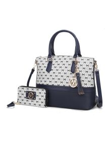 MKF Collection Saylor Circular Print Women Tote Bag & Wristlet Wallet by Mia k (Material: Vegan Leather, Color: Navy)