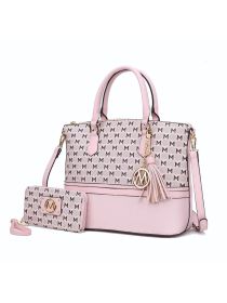 MKF Collection Saylor Circular Print Women Tote Bag & Wristlet Wallet by Mia k (Material: Vegan Leather, Color: Pink)
