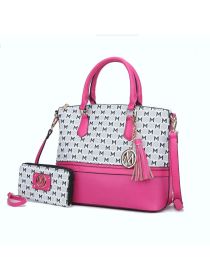MKF Collection Saylor Circular Print Women Tote Bag & Wristlet Wallet by Mia k (Material: Vegan Leather, Color: Fuchsia)
