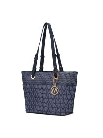 MKF Collection Lori M logo Printed Vegan Leather Women Tote by Mia k (Material: Vegan Leather, Color: Navy)