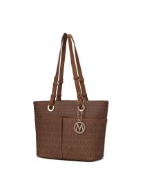 MKF Collection Lori M logo Printed Vegan Leather Women Tote by Mia k (Material: Vegan Leather, Color: Tan)
