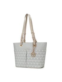 MKF Collection Lori M logo Printed Vegan Leather Women Tote by Mia k (Material: Vegan Leather, Color: White)
