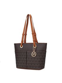 MKF Collection Lori M logo Printed Vegan Leather Women Tote by Mia k (Material: Vegan Leather, Color: Brown)