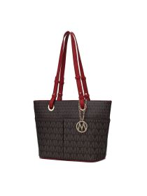 MKF Collection Lori M logo Printed Vegan Leather Women Tote by Mia k (Material: Vegan Leather, Color: Red)