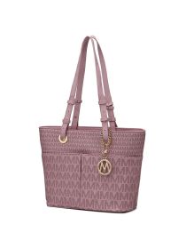 MKF Collection Lori M logo Printed Vegan Leather Women Tote by Mia k (Material: Vegan Leather, Color: lavender)