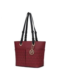 MKF Collection Lori M logo Printed Vegan Leather Women Tote by Mia k (Material: Vegan Leather, Color: Burgundy)