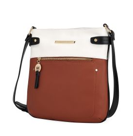 MKF Collection Camilla Crossbody Handbag by Mia K (Material: Vegan Leather, Color: Cognac)