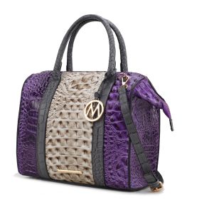 MKF Collection Ember Faux Crocodile-Embossed Vegan Leather Women's Satchel by Mia k (Material: Vegan Leather, Color: purple)